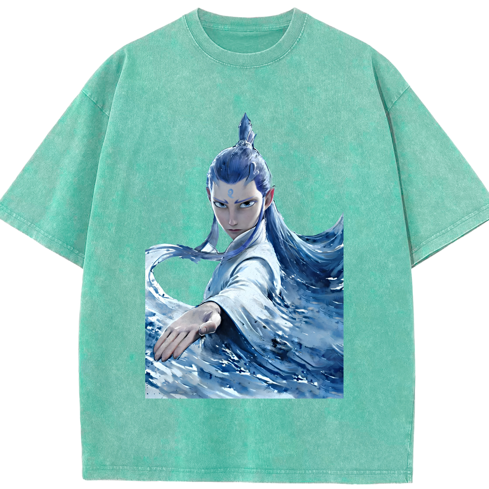 （画像用） Ne Zha 2 ナタ 魔童の大暴れ 綿100% ヴィンテージ風 半袖Tシャツ（フロントプリント）